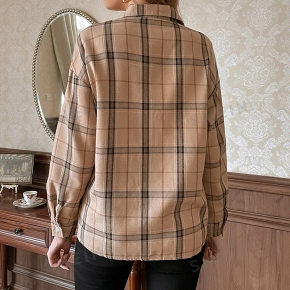 Tan plaid top - Picture 2 of 3